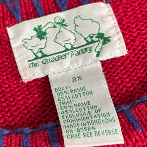 Quacker Factory 2X Red New England Lighthouse Short Sleeve Knit Tunic Sweater - Picture 5 of 7